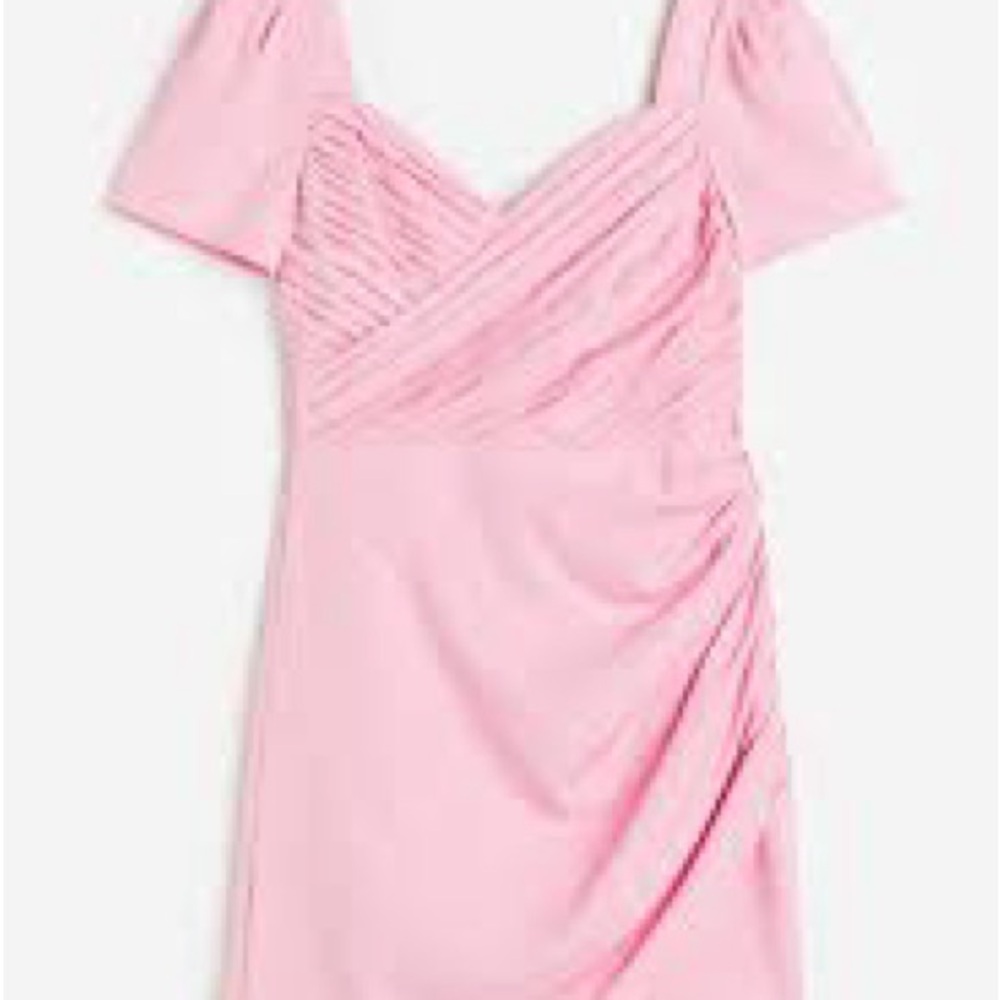 H&M Pink Ruched Mini Dress